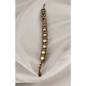 1950s Vintage Sterling Silver Aurora Borealis Statement Bracelet - 30g